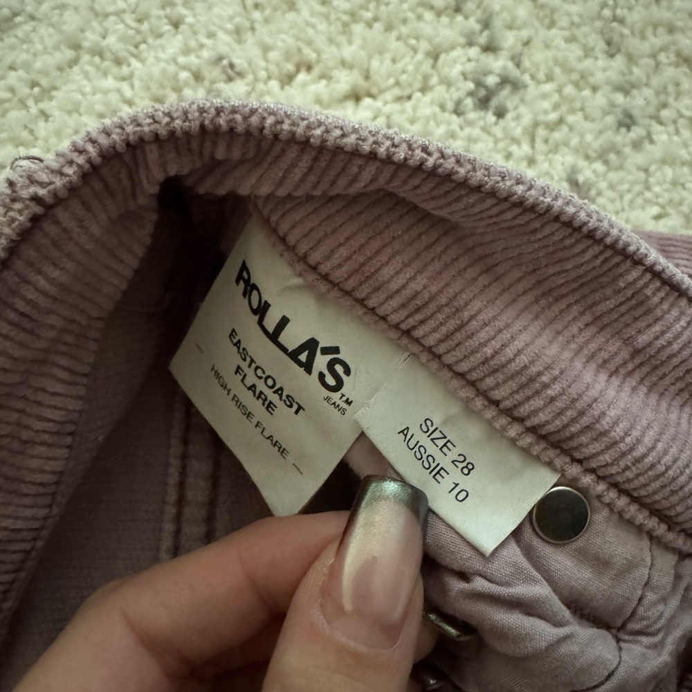 Rollas‎ East Coast Flare Corduroy Jeans Sz 28 in Pink - Picture 4 of 8